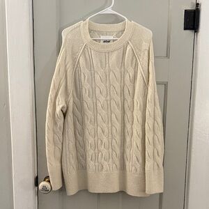Aerie Cream Cable Knit Crewneck Sweater